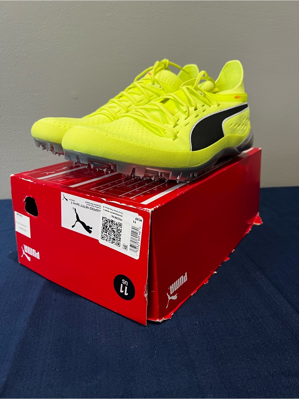 Puma evoSPEED NETFIT Sprint 2 Spike Fizzy Yellow Shoes 192258-04 Size 11 Men’s